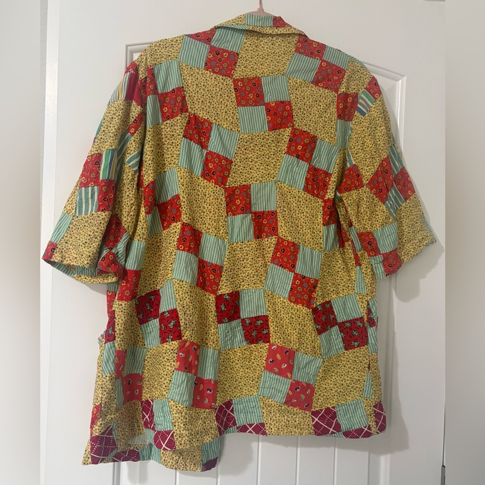 Patchwork Button Down Shirt - Multicolor - image 3